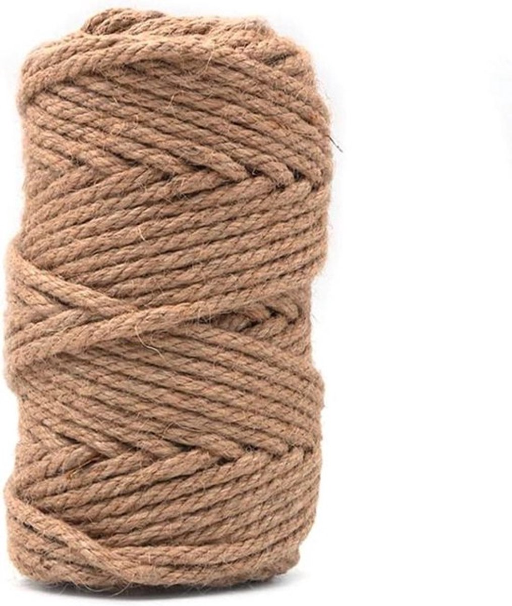 Sterke Natuurlijke Jute Touw - 6mm Dik - 50 Meter Lang - Jute Touw Rol - Tuin - Ambachten - Decor - Natuurlijk Jute Koord geschikt voor Knutselen - Groen en Milieuvriendelijk.
