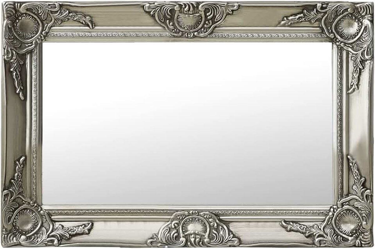 Wandspiegel Barok Stijl 60x40 cm Zilver