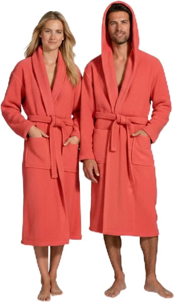 Badjas met capuchon, 100% katoen, Oeko-Tex, badjas voor dames en heren, Amerikaanse badstof 420 g/m², zacht en zeer absorberend