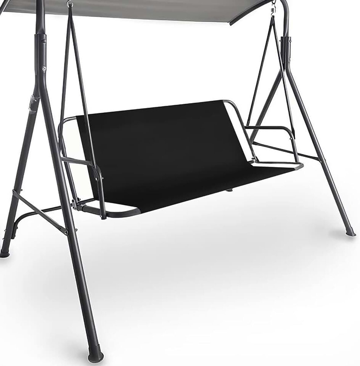 Schommelstoelhoes, duurzame 600D Oxford-stof tuinschommel stoelhoes outdoor schommel stoelhoes universele pasvorm voor 2 en 3-zits schommelstoel 138 x 48 x 48 cm, zwart