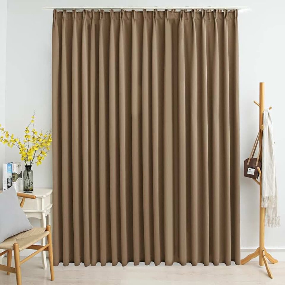 Verduisteringsgordijn met haken, verduisteringsgordijnen, slaapkamer, gordijnen voor woonkamer, slaapkamer en kantoor, verduistering binnen, warmte-isolerend, taupe, 290 x 245 cm