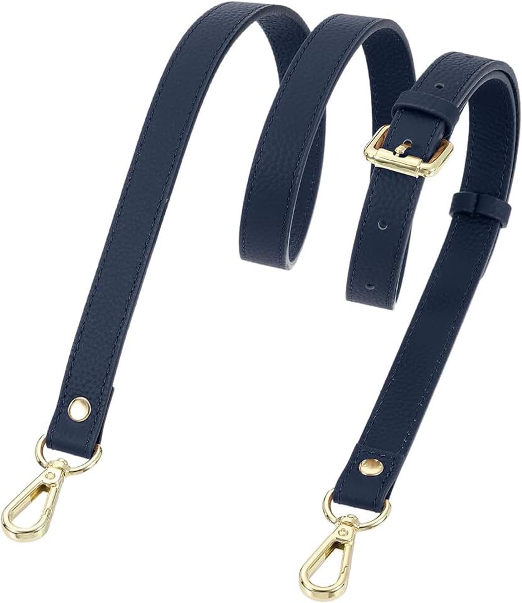 Lederen tasriem, schouderriem 106 - 130 cm, verstelbare crossbody handtasriem, 1,8 cm / 0,7in brede schouderriem voor tassen, schoudertas (donkerblauw, gouden gesp)