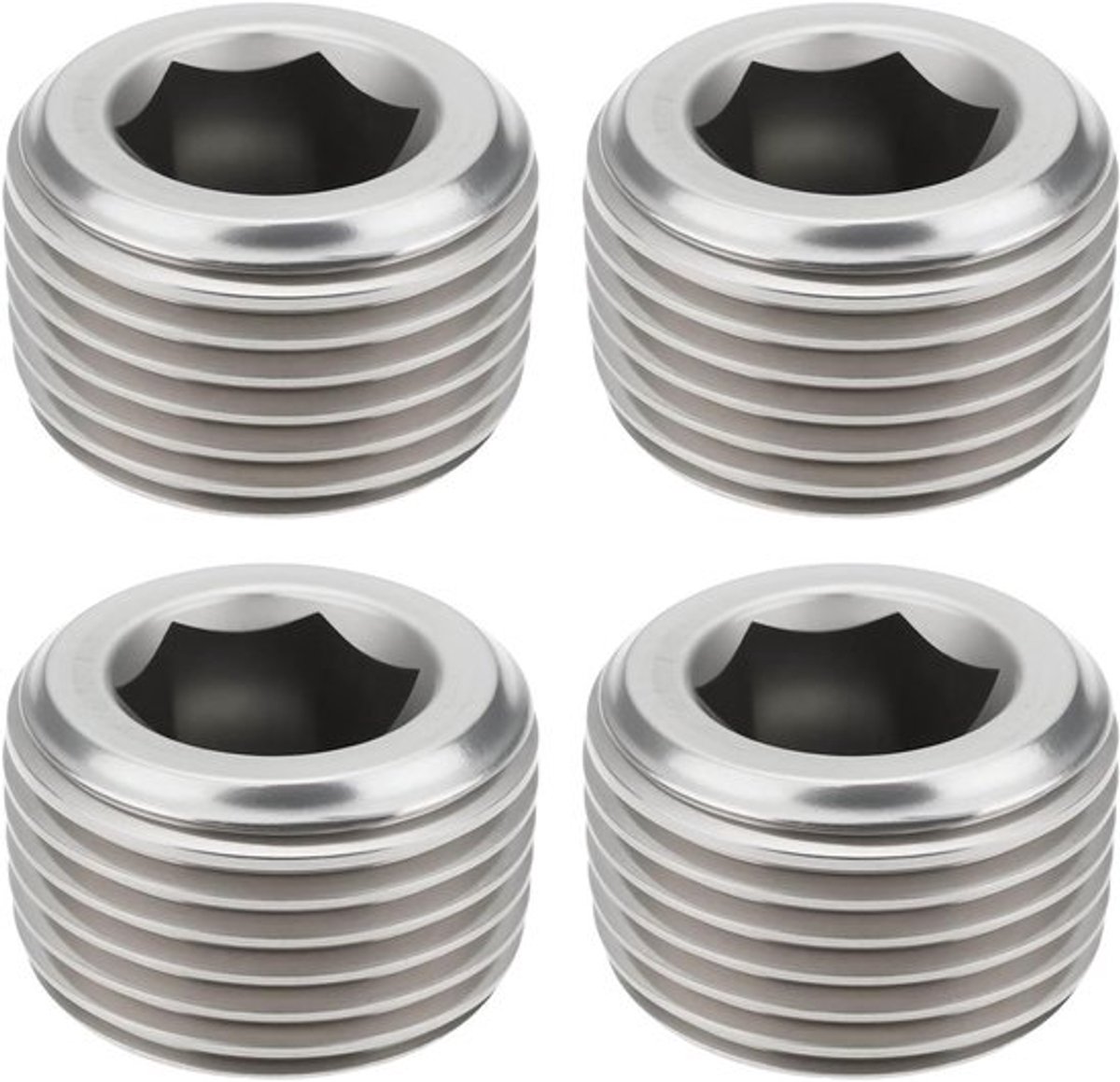 Vierdelige set - RVS - 3/8 NPT - Zeskantplug - 304 Roestvrij staal - Luchtsysteem - Waterpijp - Afdichting.