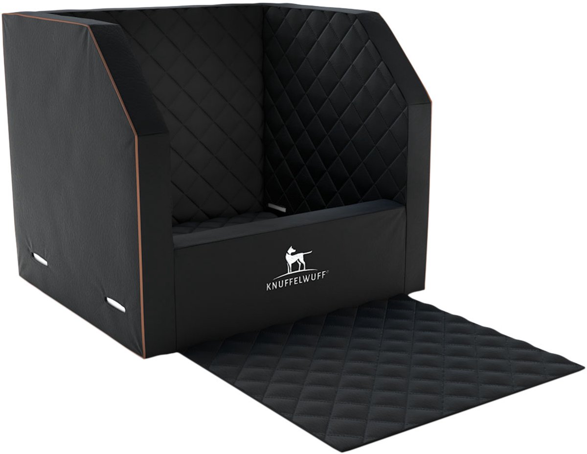 Knuffelwuff voor het transport van de hond in de auto de Veiligheidstransportbox voor hond en stoelbescherming voor de voorstoel Maat 2 - 45 x 45 x 30cm zwart