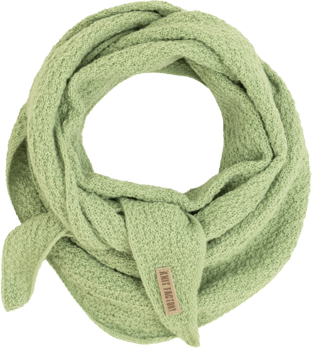 Knit Factory Yuna Mini Driehoeksjaal - Sage Green - 125x35 cm