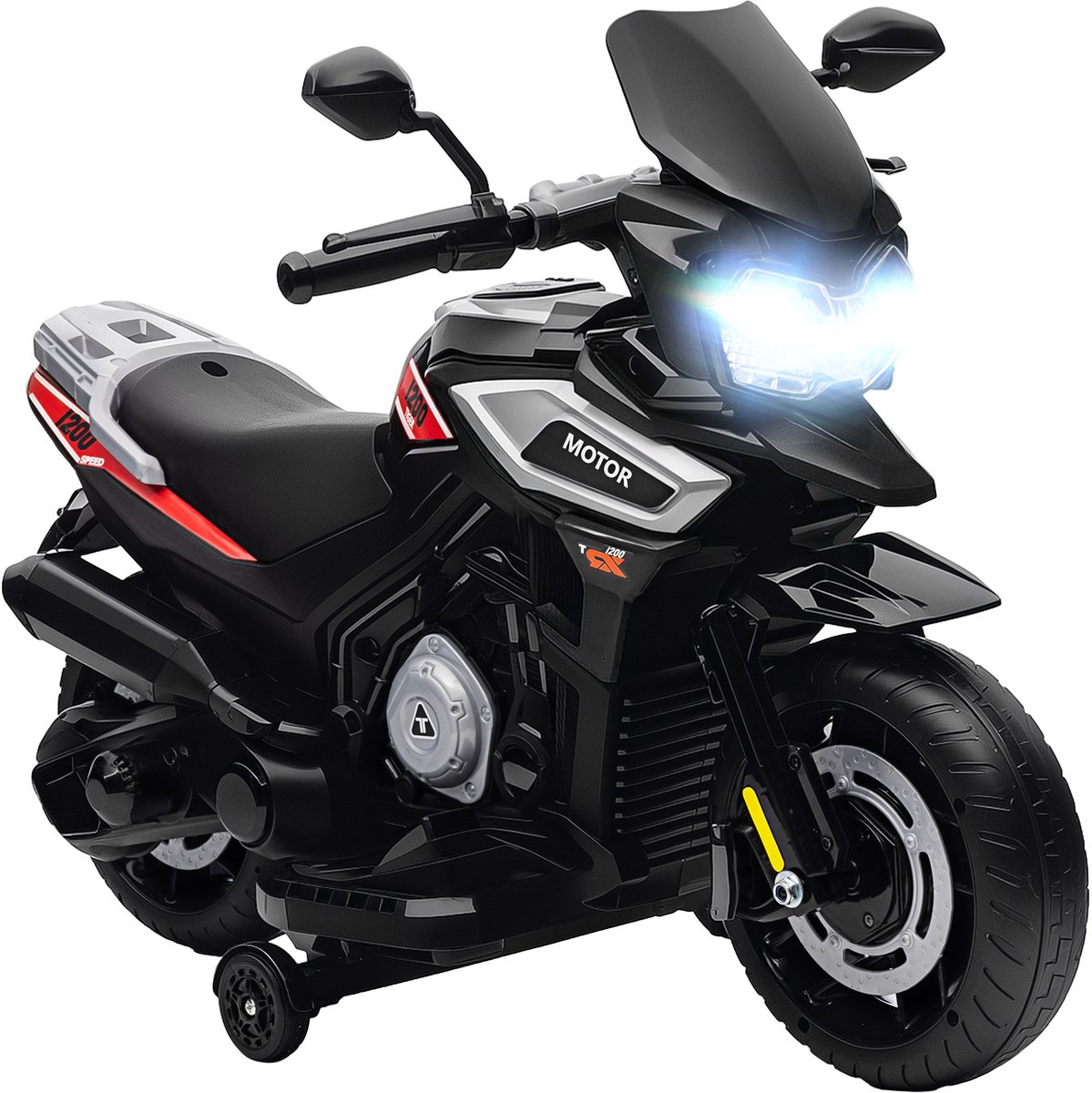 AIYAPLAY - Elektrische rijdende motorfiets - PP, metaal - 85,5 x 44,5 x 56 cm - Zwart