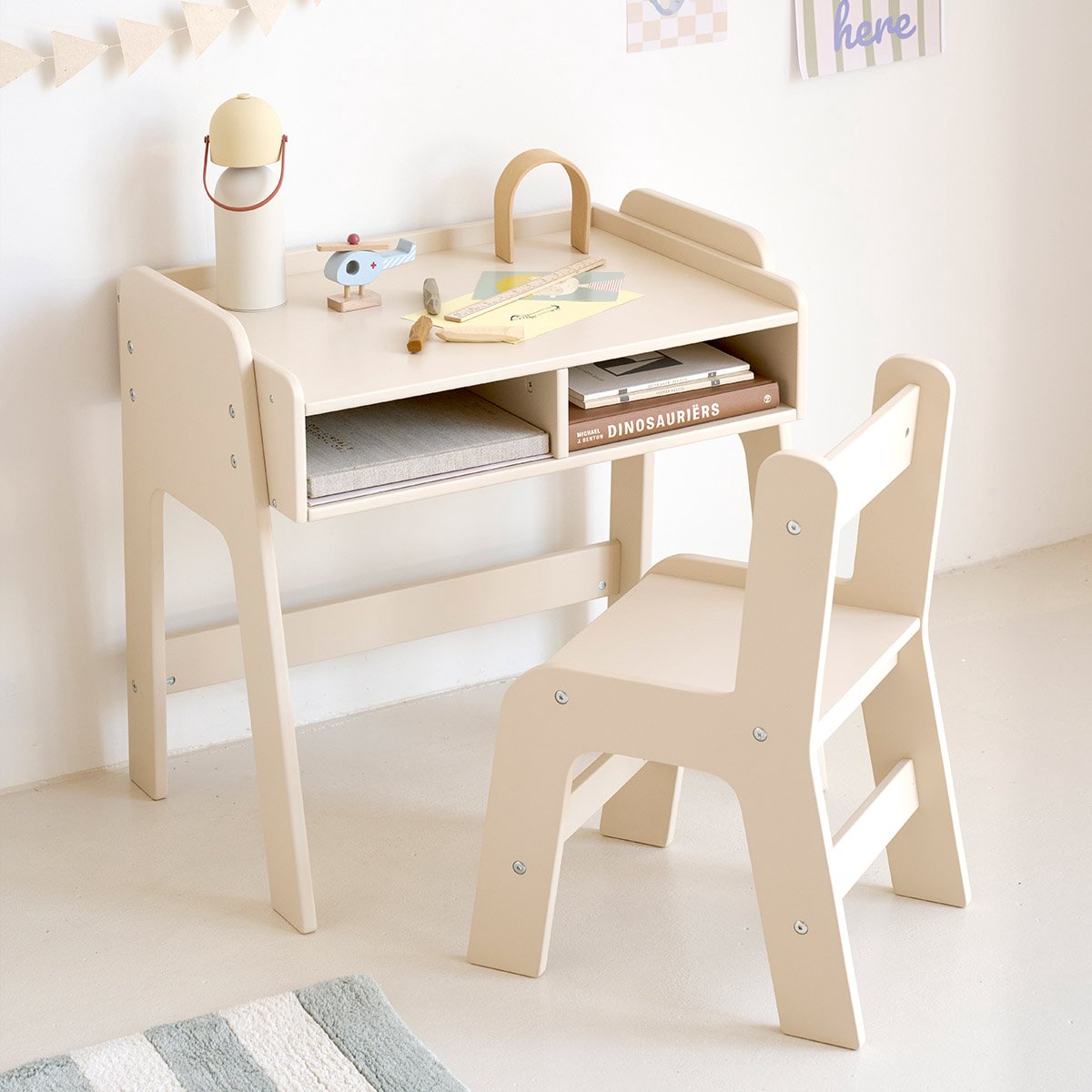 Petite Amélie Kinderbureau en stoel «Lune» | Beige
