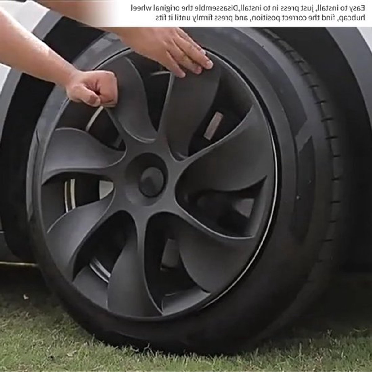 Wielkapjes voor Tesla Model Y 2020-2023 - 4-delige matte zwarte velgenbescherming, 19 inch Gemini hubcaps vervangingen voor wielen en velgen