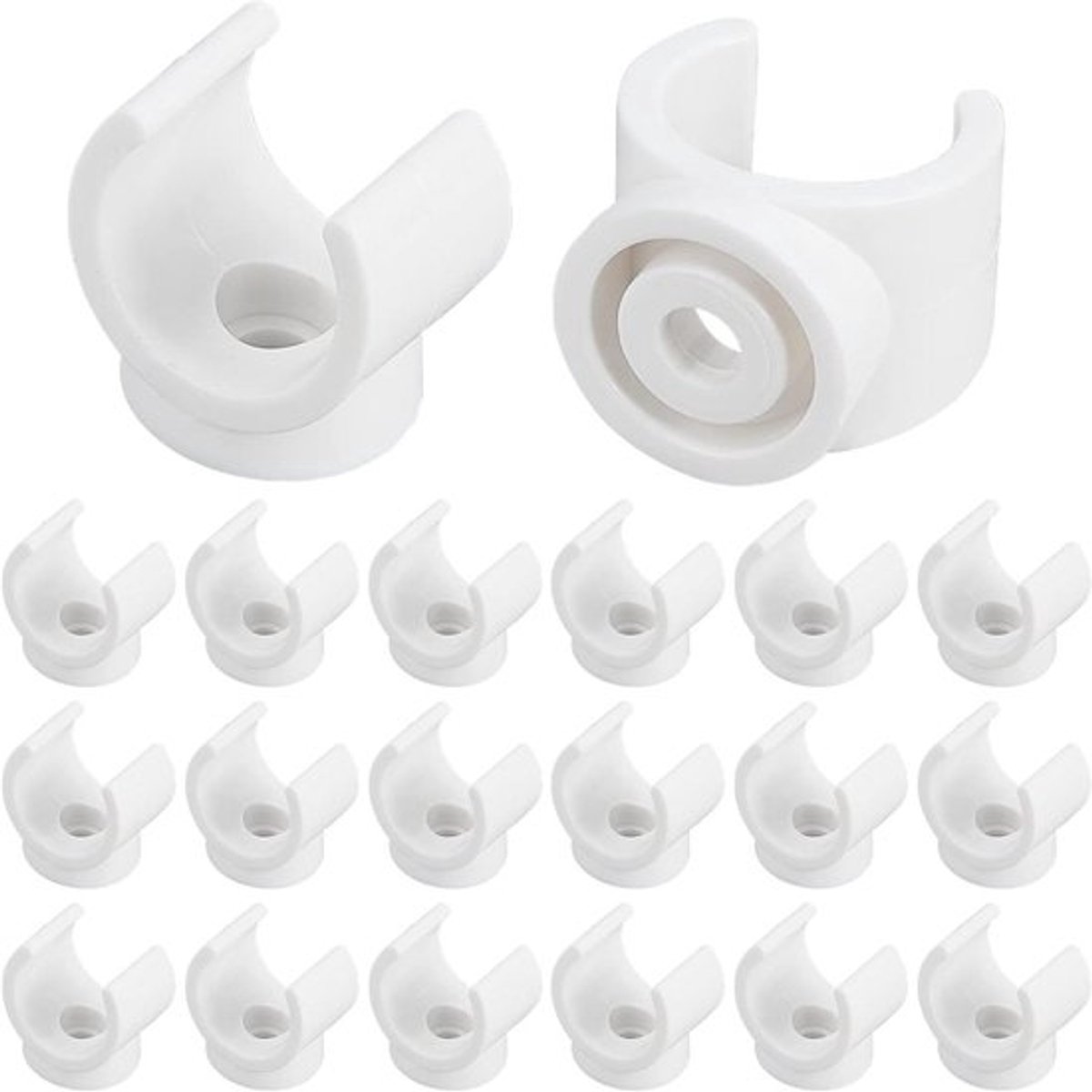 Tv-lade vervangende clips - 1-inch U-haak - PVC waterpijpklemmen - Talon-klemmen - Pijpondersteuning - Geschikt voor 19 mm OD-pijp - Plastic socket om overeenkomstige buizen te repareren (20 pakken)