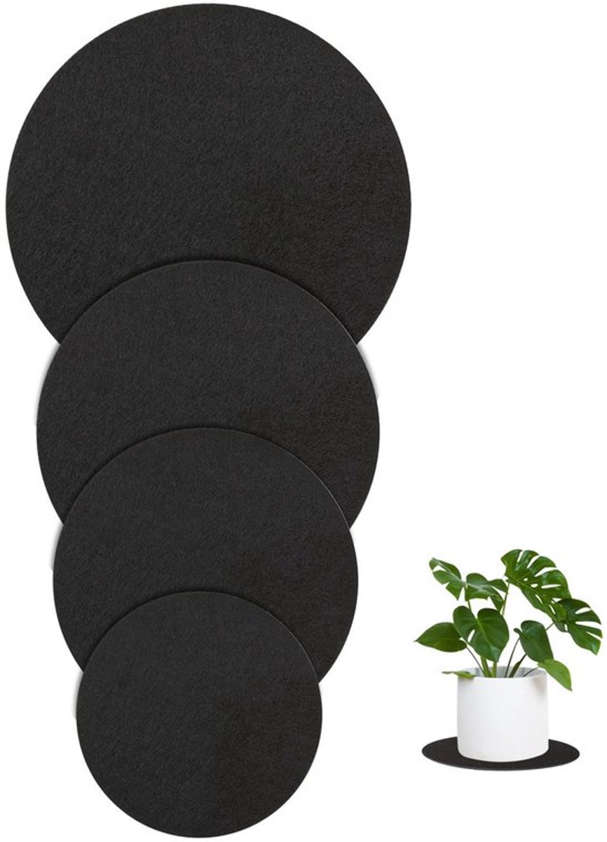 Verpakking met 4 ronde vilten onderzetters voor vazen en glazen, 10/15/20/25 cm ronde vilten onderzetters, moderne bloemenonderzetters, tafelonderzetters, absorberende plantenonderzetters voor potten, glazen, schalen en vazen.