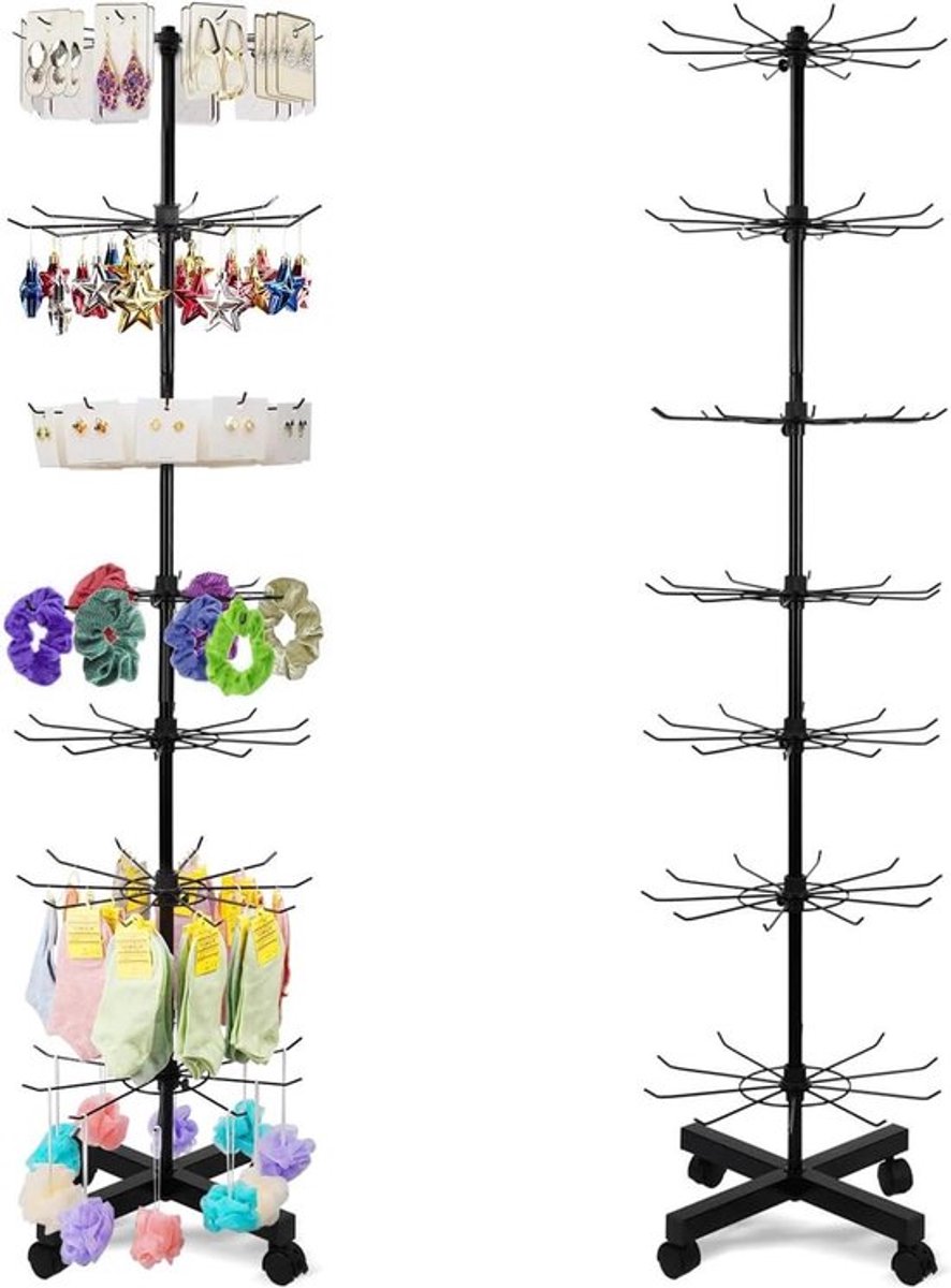 7-Traps Displaystandaard met Haken voor Sieraden, Ketting en Sjaal - Verkoopstandaard voor Sokken en Hoeden
