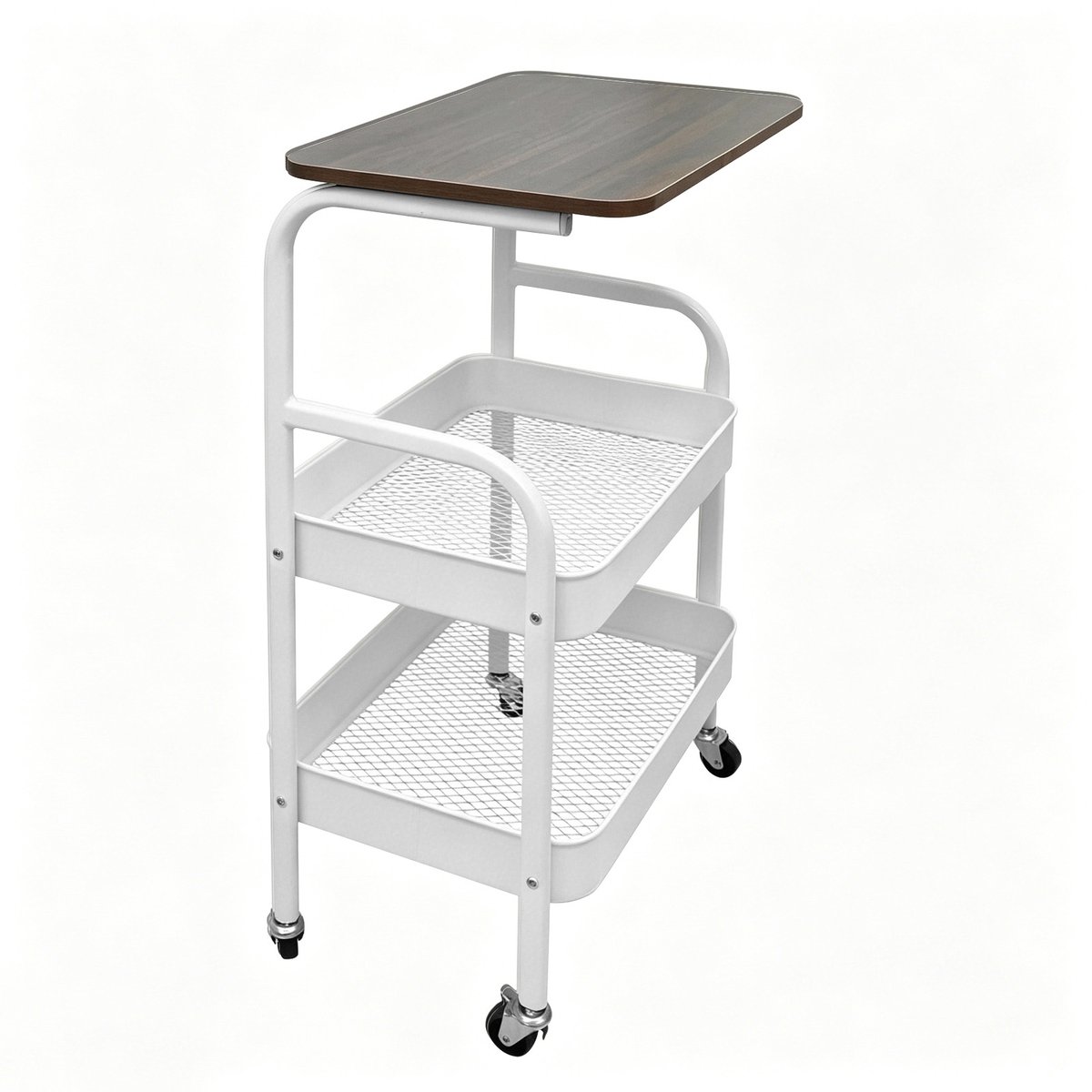 PIPIPOXER Bijzettafel - Bijzettafel op wieltjes - Met tafel - Kleine Salontafel - Tafel Industrieel - Verrijdbare Bijzettafel Woonkamer- Banktafel - 42x28.5x74 cm -Wit