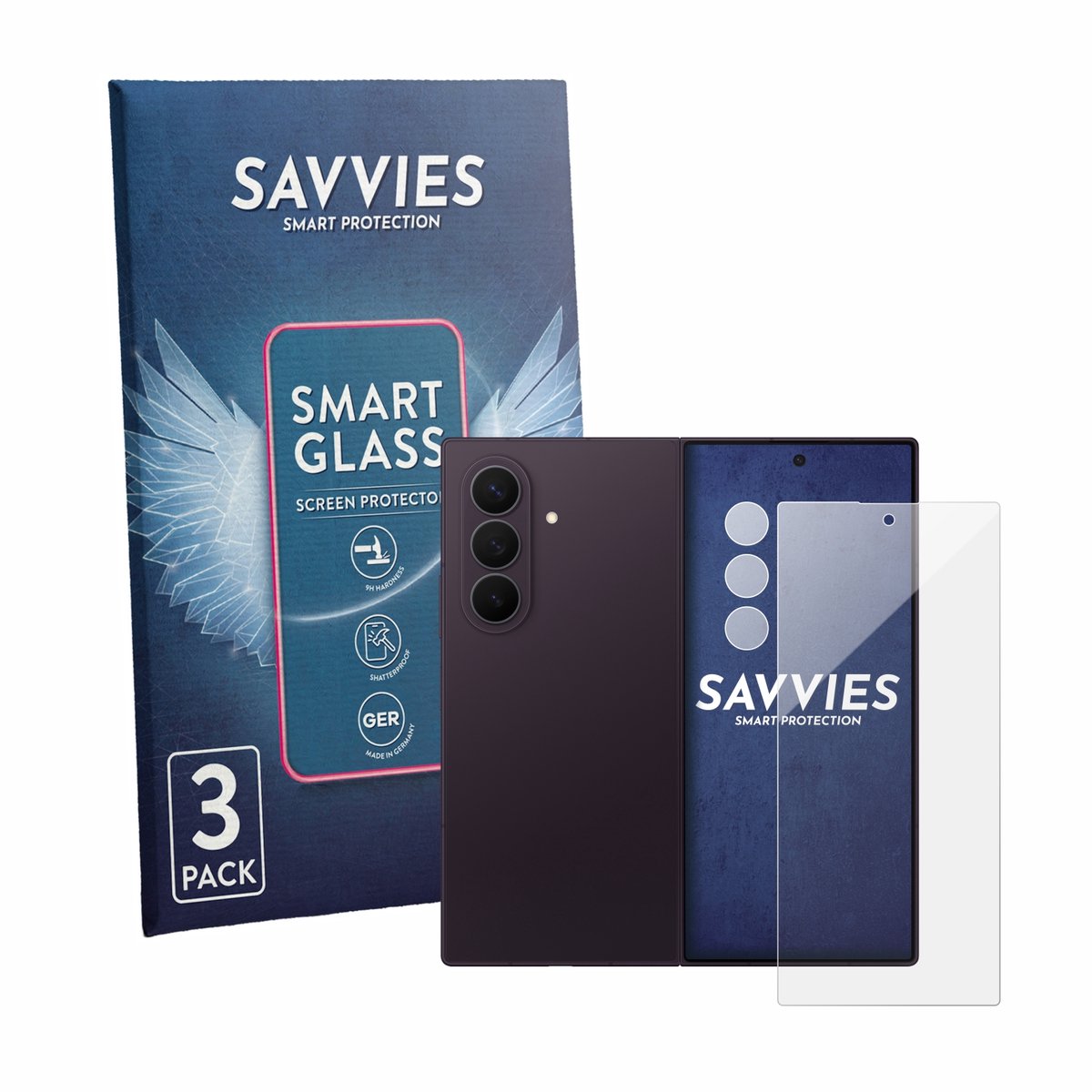 3 Stuks Savvies Screenprotector - geschikt voor Samsung Galaxy Z Fold 8 Ultra (Voor+Camera) - beschermfolie glas transparant