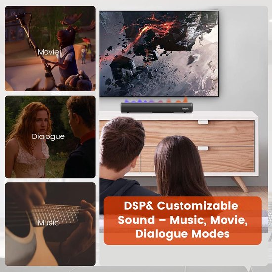 TV Soundbar - Kleine Luidspreker - Film Geluid - Meerdere Verbindingen - 16 Inch - Zwart — afbeelding 2