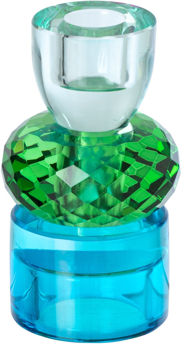 J-Line Kandelaar - glas - smaragdgroen/azuurblauw