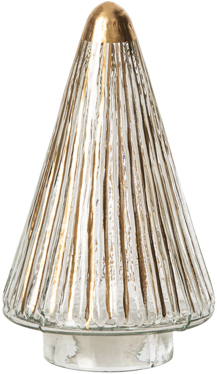J-Line Kerstboom - glas - goud/transparant - small - set van 2
