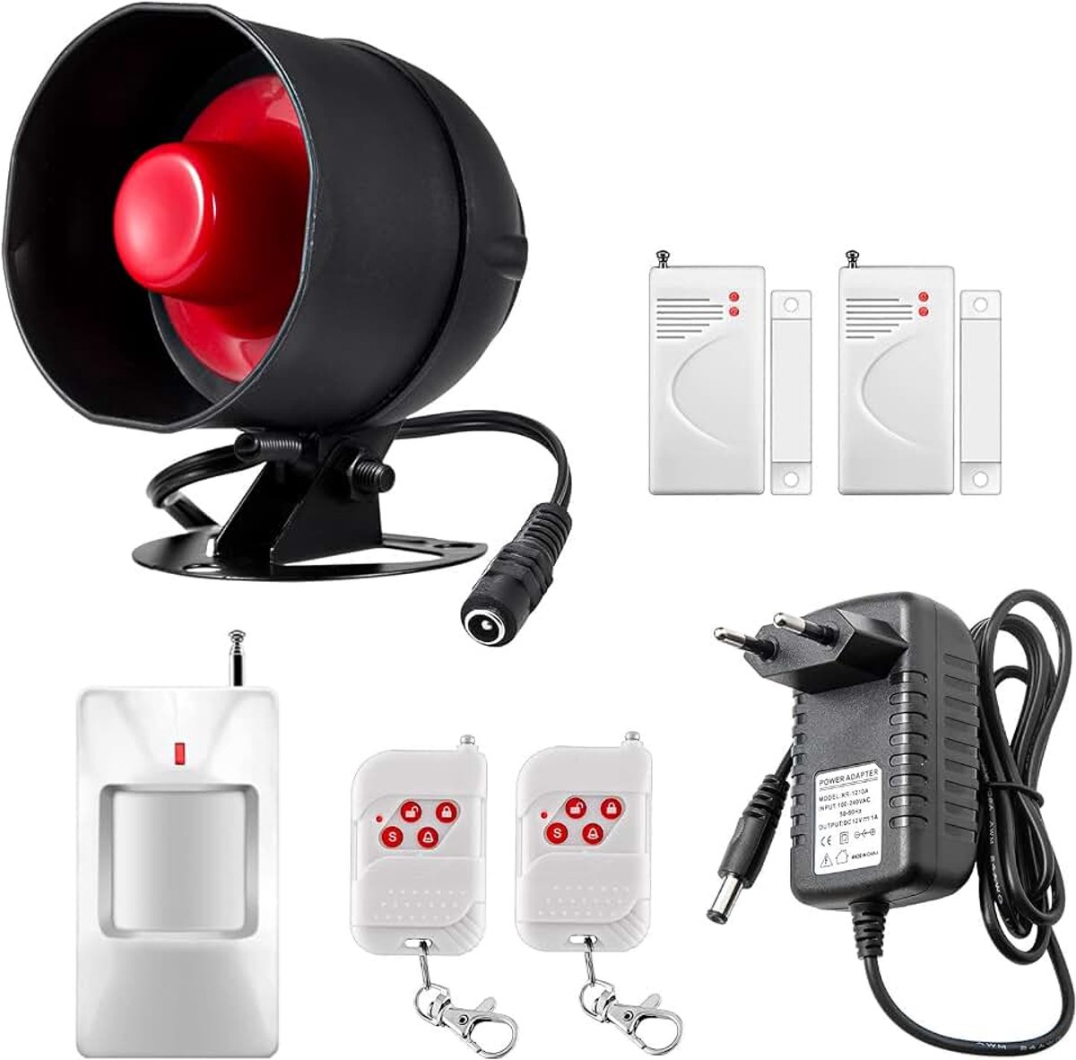 Alarmsysteem voor woning, 7-delige set met 115 dB, bewegingssensor, deur- en raamsensor en veiligheidsalarmsysteem met afstandsbediening