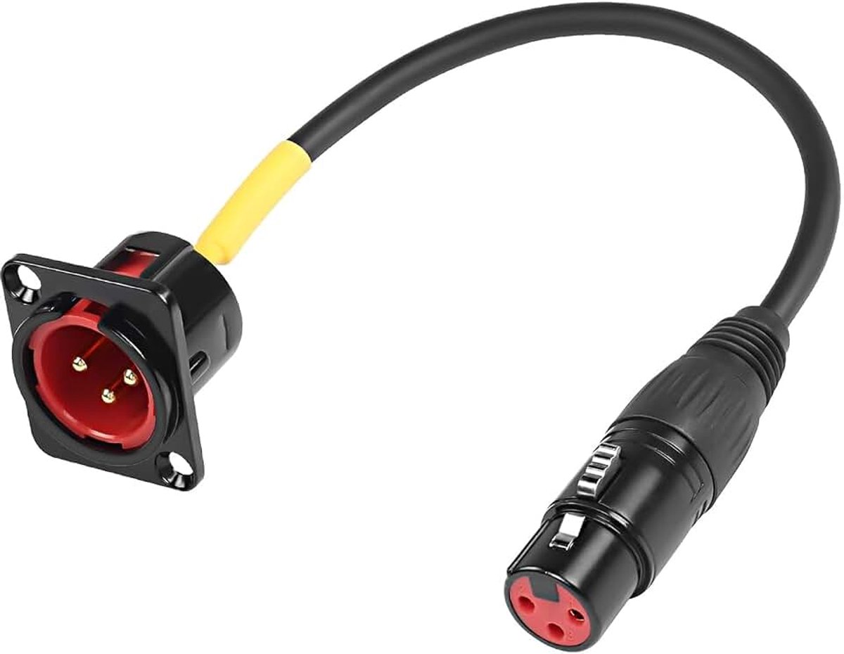 D-type XLR stekker paneel mount op XLR bus passage door kabel, 3-pins microfoon XLR feed/Pass Thru Converter compatibel met microfoon - 50 cm/19,6 inch 1 stuk (stekker naar bus)