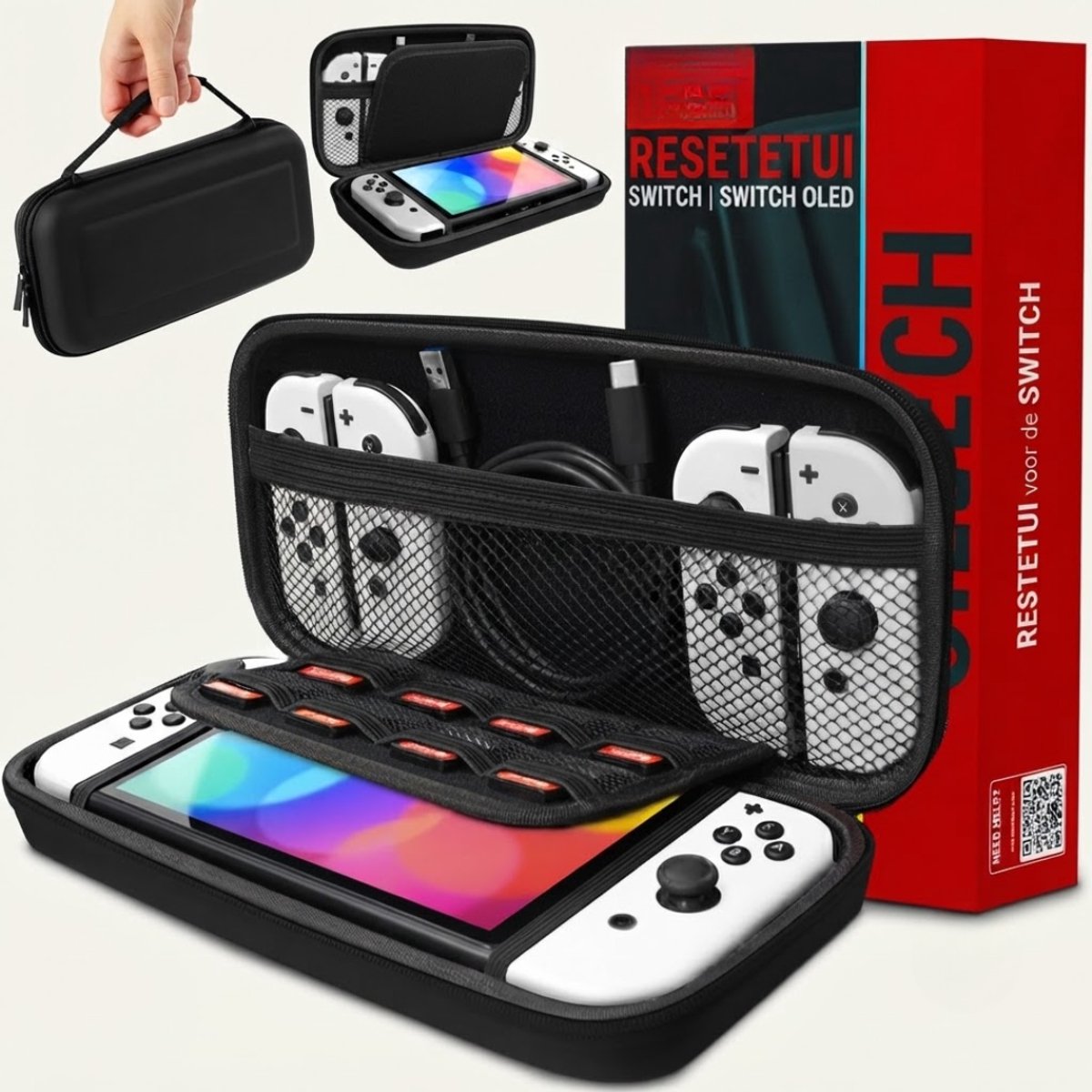 LNMsolutions® Nintendo Switch Case - Nintendo Switch Accessoires - Geschikt voor Nintendo Switch - Zwart - 13cm x 13cm x 2cm