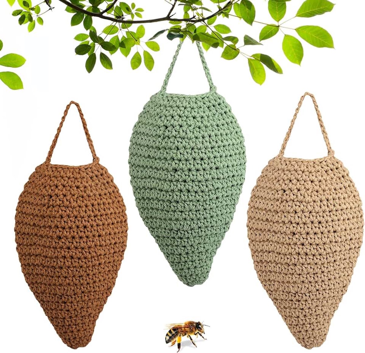 3 stuks, geweven nep hornest, kunstmatig hangend wespennest-aas, hornest, nepname, vochtbestendig, voor huis, tuin, outdoor