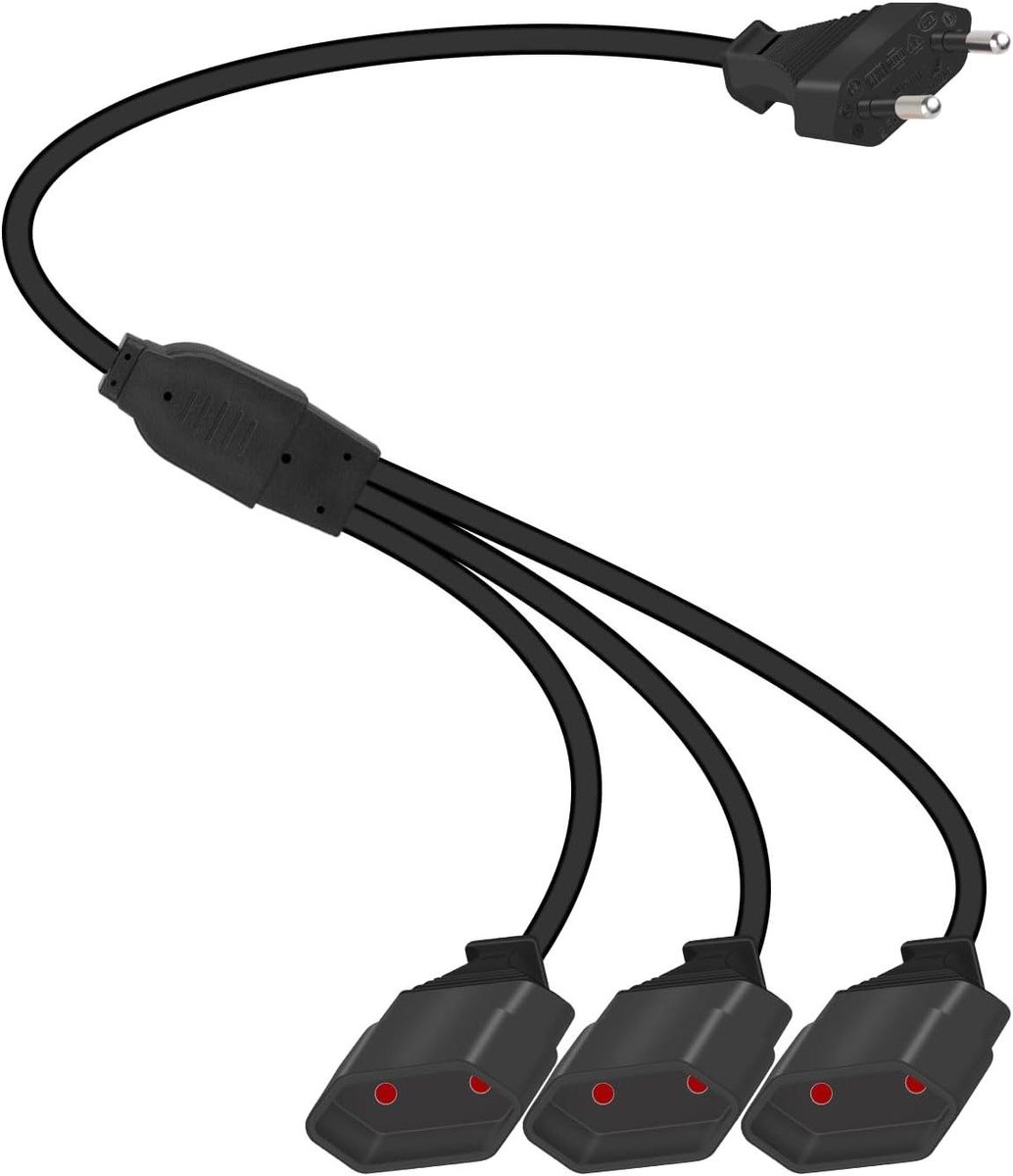 Verlengkabel 3 stopcontacten - Stroomverdeler - Apparaten opladen - Compact ontwerp - Kort snoer - Zwart