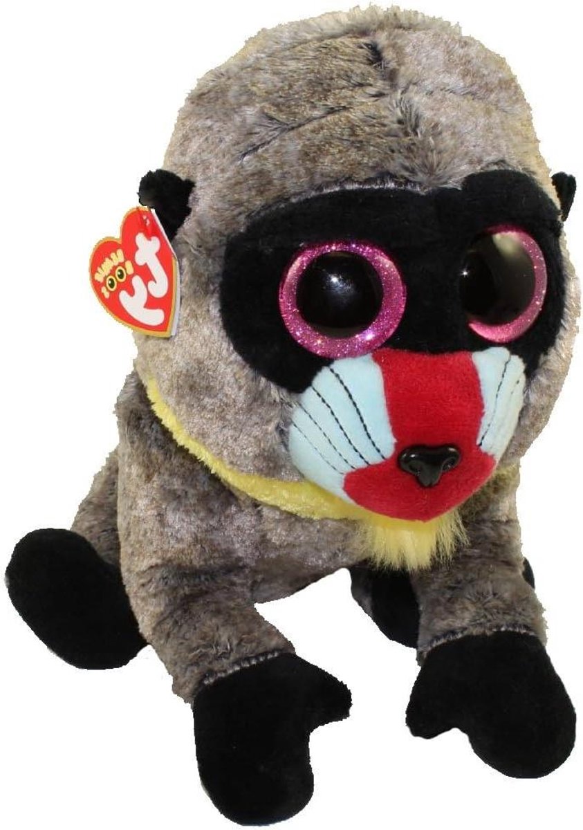 Pluche Baviaan - Knuffel Aap - Spelen en Knuffelen - Grote Glitterogen - 16.5 cm - Bruin