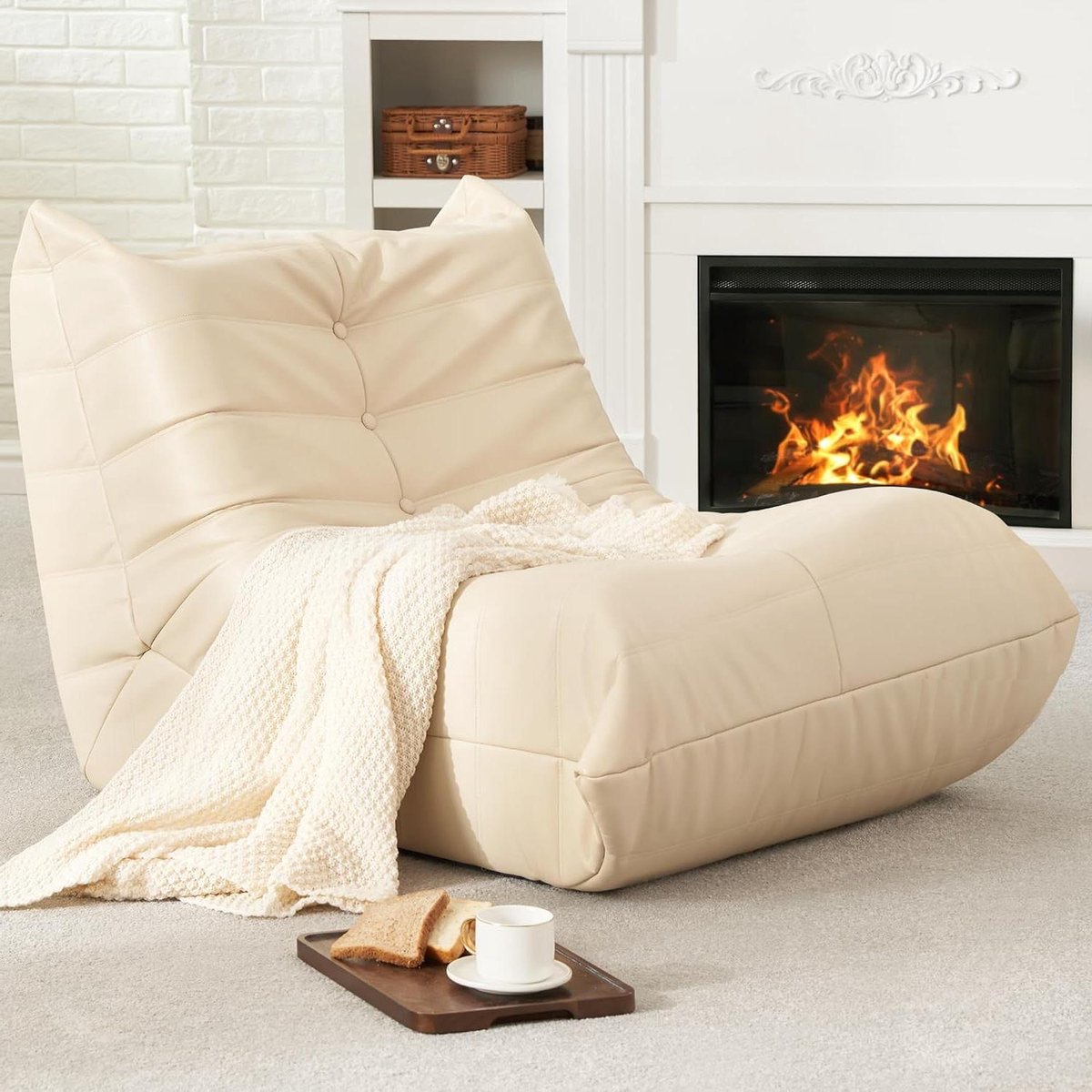 Zitzak Volwassenen - Luie Stoel - Ontspannen Zitten - Ergonomisch Ontwerp - 94 x 96 x 75 cm - Beige