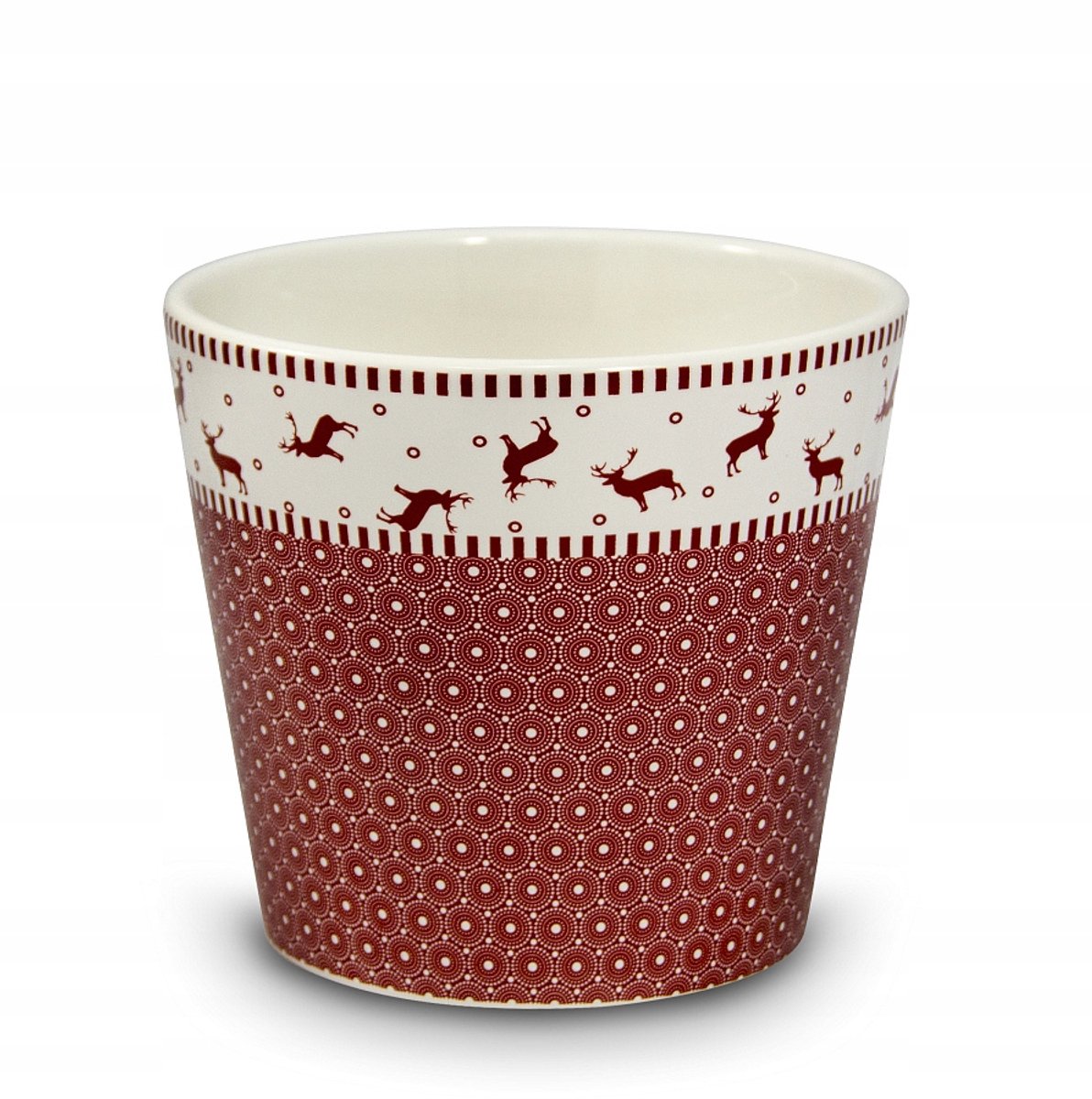 Keramische Pot 13 cm Wit met Kerstmotief