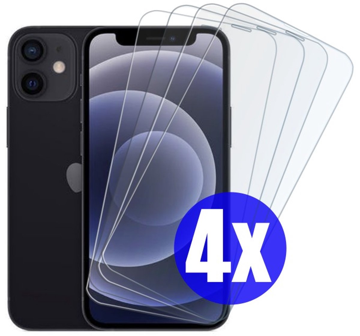 Screenprotector geschikt voor iPhone 12 Mini - Gehard Glas - Tempered Glass Armor Screen Cover - 4 Stuks