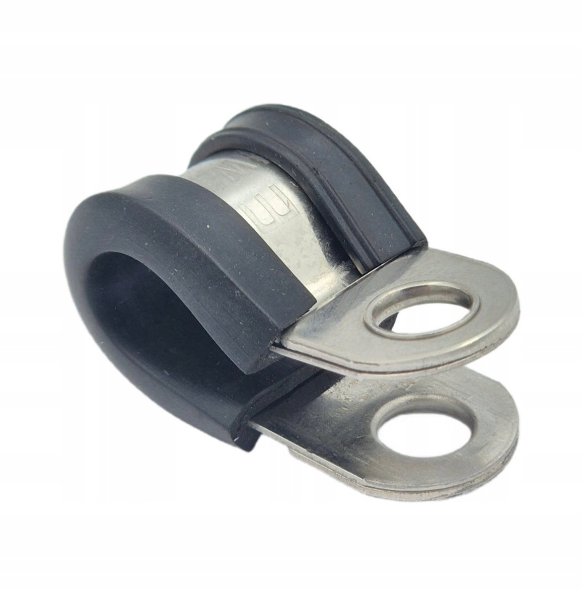 RVS Klemband DIN 3016, 8mm diameter, 15mm breed, met rubber