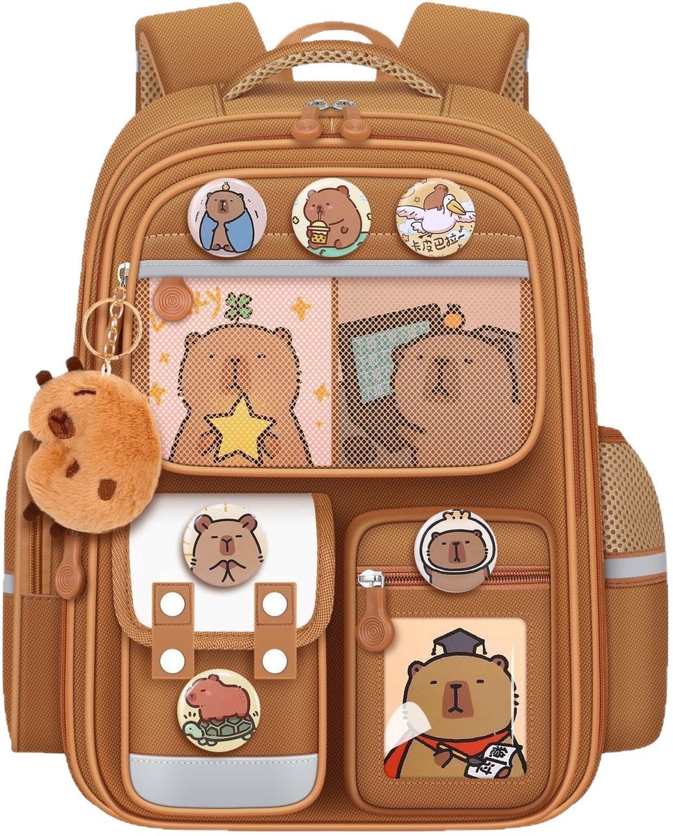 Casalora Capibara - Rugtas - Capybara Rugzak - School Student Voor Jongens en Meisjes - S (Groep 3–4） - Hoogte 39cm