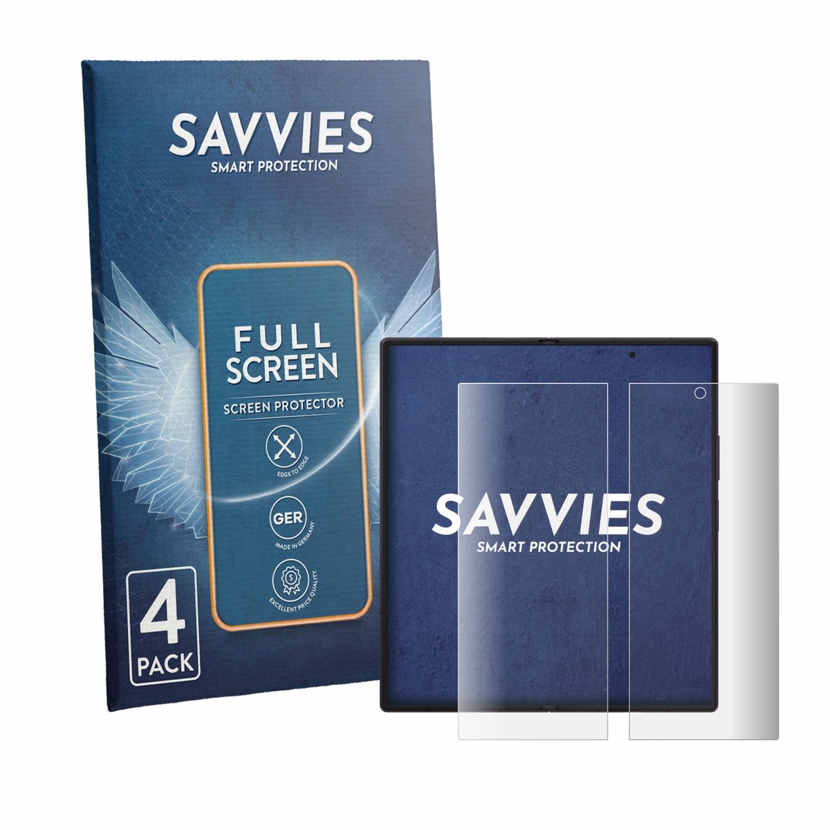 Savvies - Screenprotector voor Samsung Galaxy Z Fold 8 Ultra (Inner display) - Folie Beschermfolie transparant volledig dekking 4 Stuks
