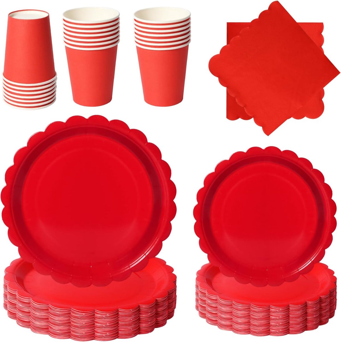 Papieren Feestservies 96-delig Met Bloemenpatroon - Voor 24 Gasten - Borden, Bekers, Servetten - Voor Moederdag, Verjaardag, Feest