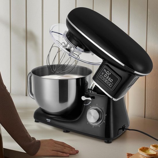 Keukenmachine - Mixer Deegmachine - Brood Koekjes Cakes - LCD Display 6 Snelheden - 6.5 Liter - Zwart — afbeelding 5