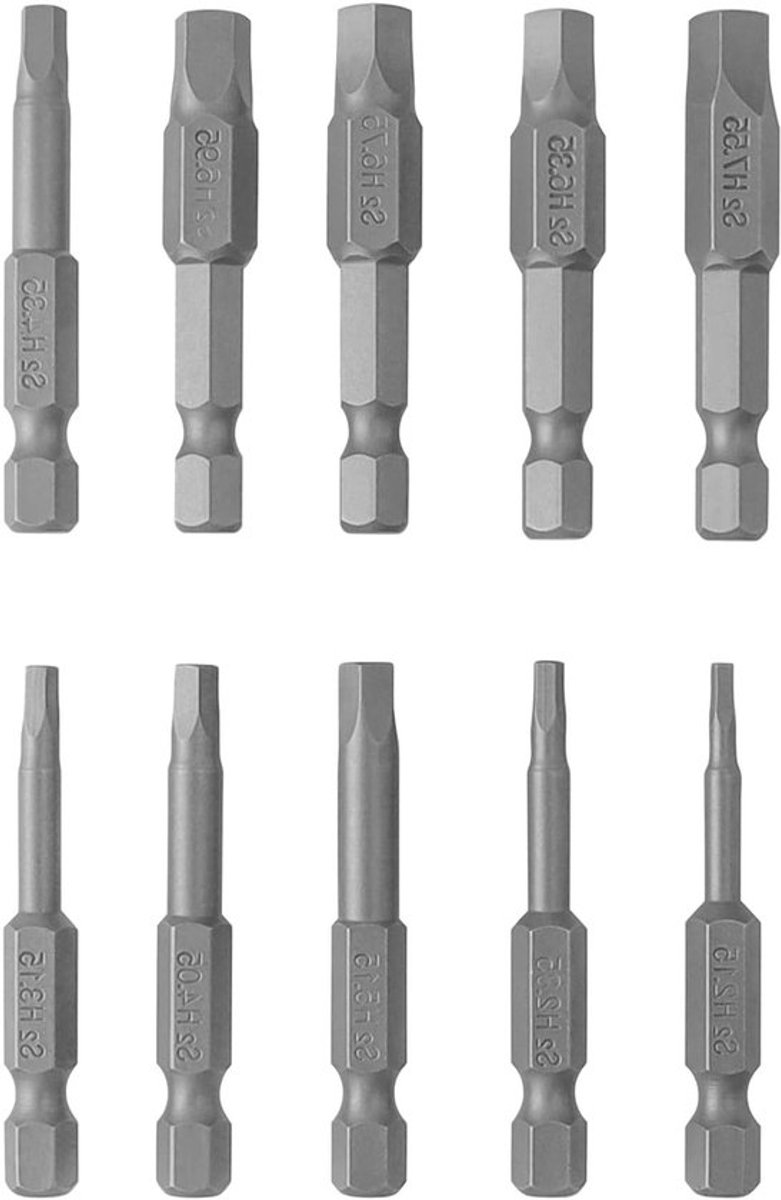 10-delige Set Magnetische Pentagon Kop Schroevendraaier Bits, 1/4" Hex Shank, Beveiligingsschroeven, 50mm Lengte, Geschikt voor Precisiewerk en Klusprojecten