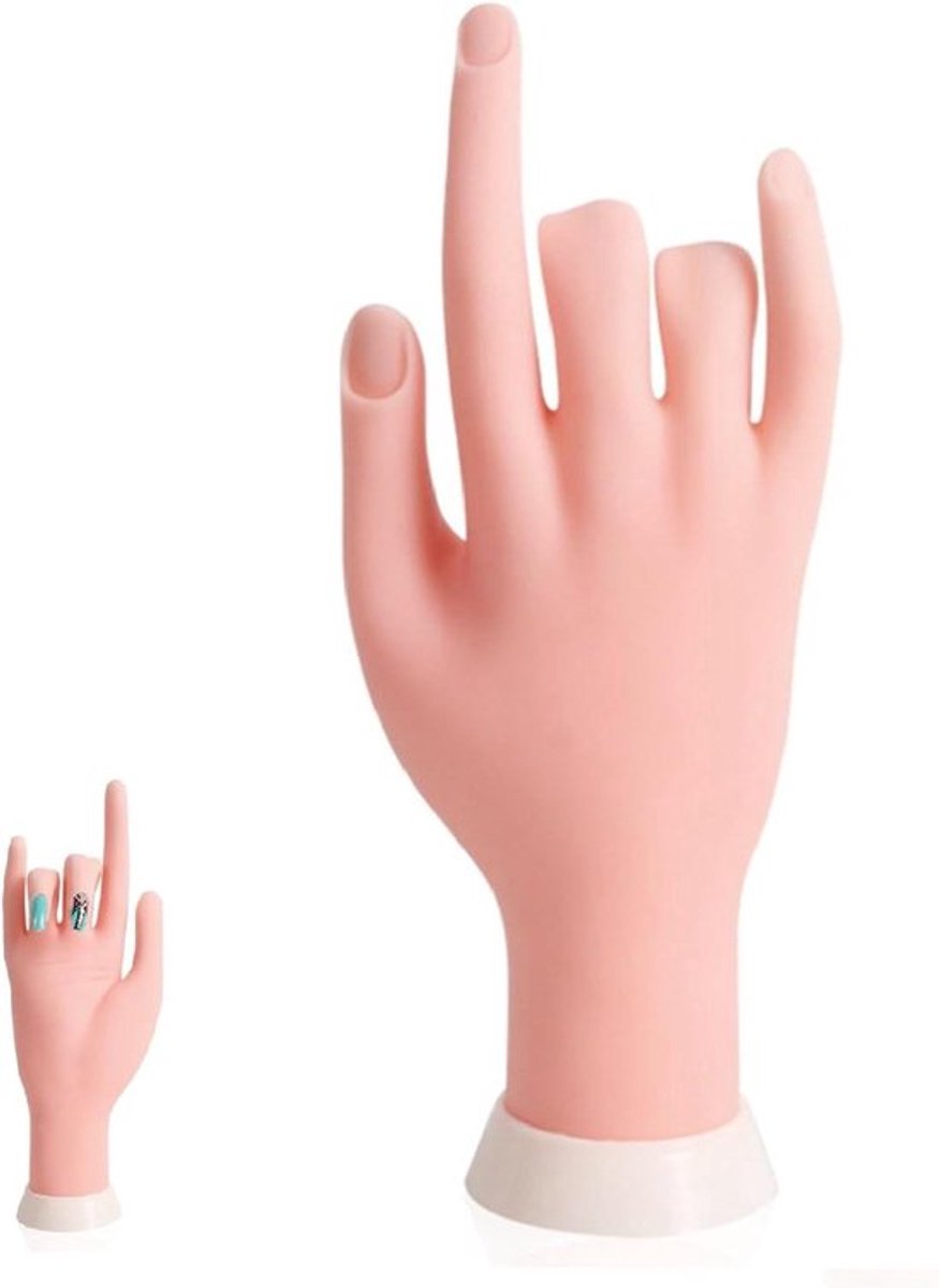 Manicure Oefenhand voor Nail Art en Vingertraining, Flexibel Model - Kunsthand met Nagels om te Oefenen - 23 x 8,5 cm