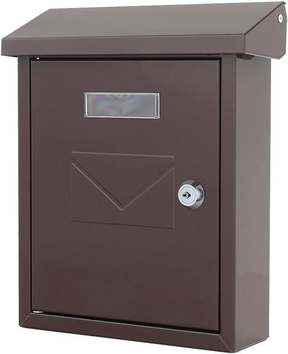 Brievenbus - Postbak - Post Ontvangen - Cilinderslot met sleutels - 25x21x7 cm - Bruin