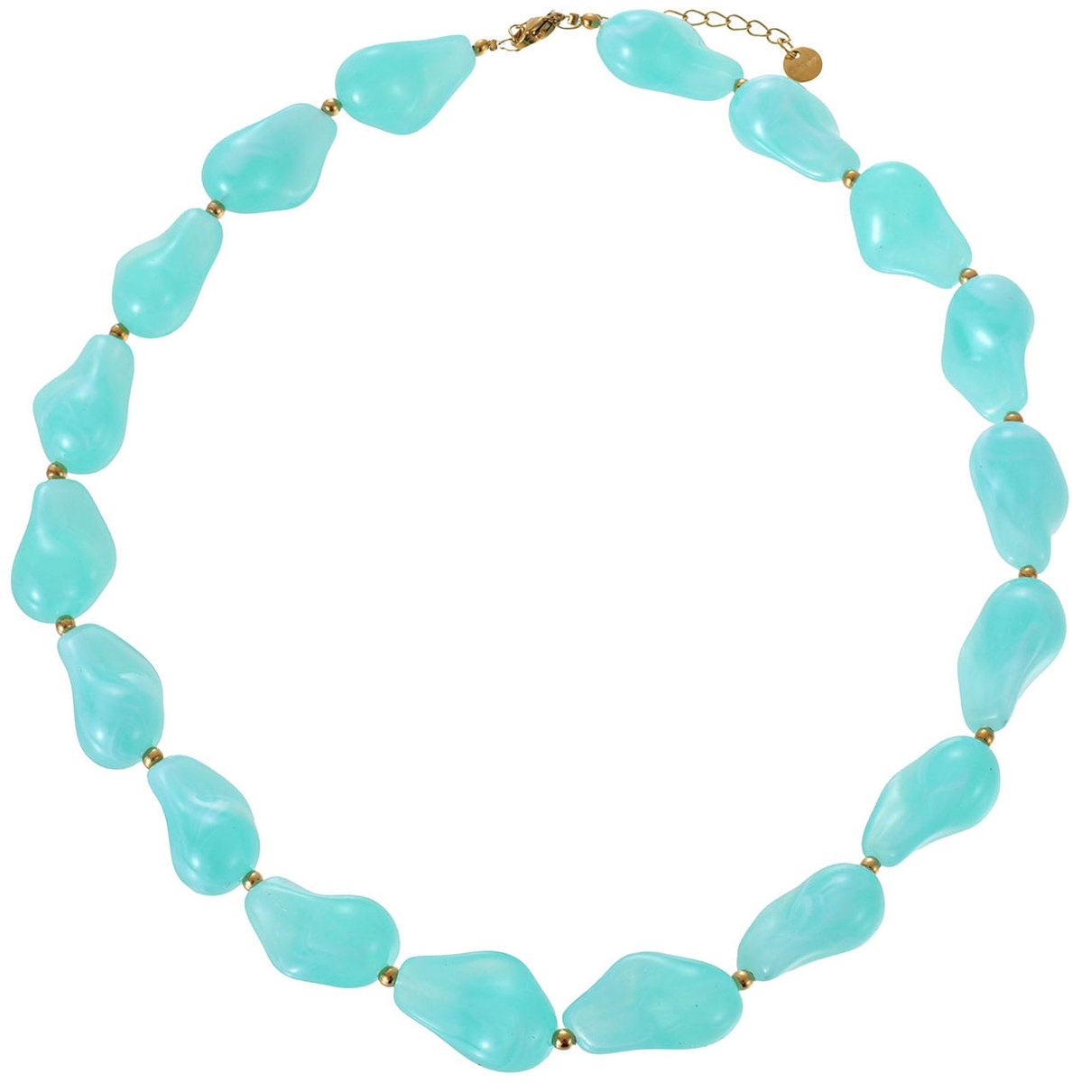 C-E21.1 N1144-023-4 S. Steel Necklace Acrylic Beads - 40-45cm Blue