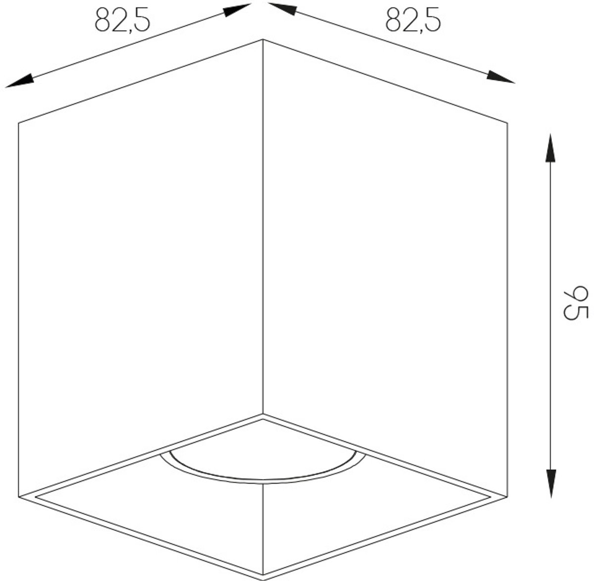 Barbara vierkant plafondlicht in zwart-goud, GU10-fitting (lamp excl., max 50W), 82,5 x 82,5 x 95 mm, IP20