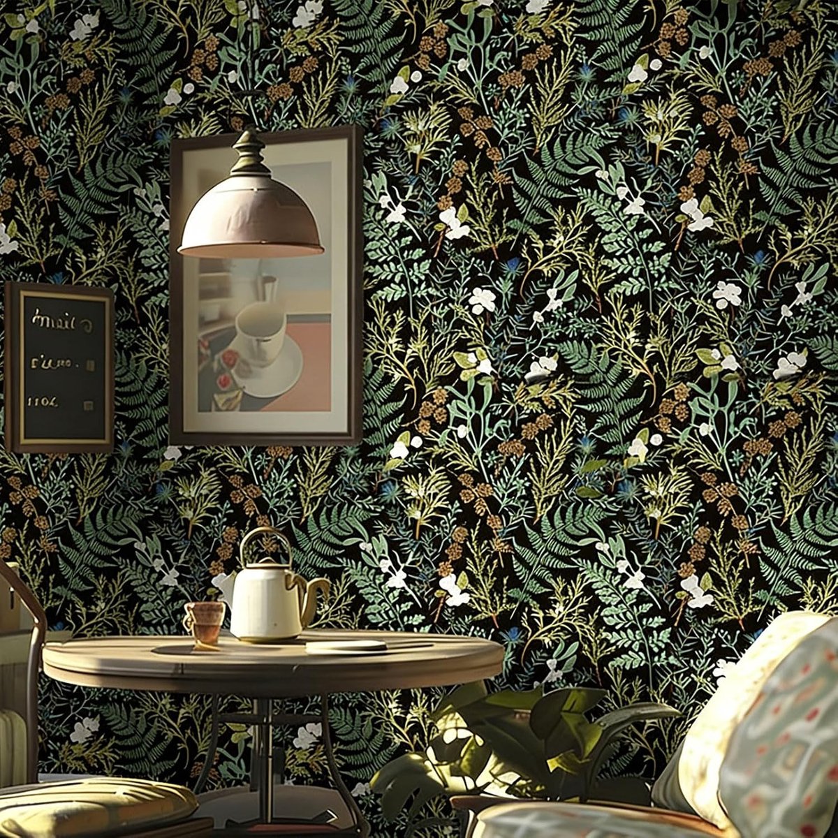 Behang, planten en bloemen, 44 x 300 cm, vintage plakfolie voor meubels, waterdicht vinyl, muursticker, decoratie voor meubels, keuken, woonkamer, kinderkamer