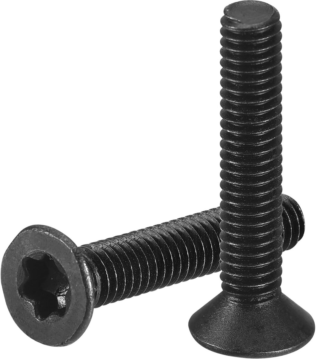 M3-0,5 x 14 mm platte torx-kop machineschroeven 20 stuks 10,9 klasse koolstofstaal verzonken kop Torx diefstalbestendig zwart geoxideerd volledige schroefdraad