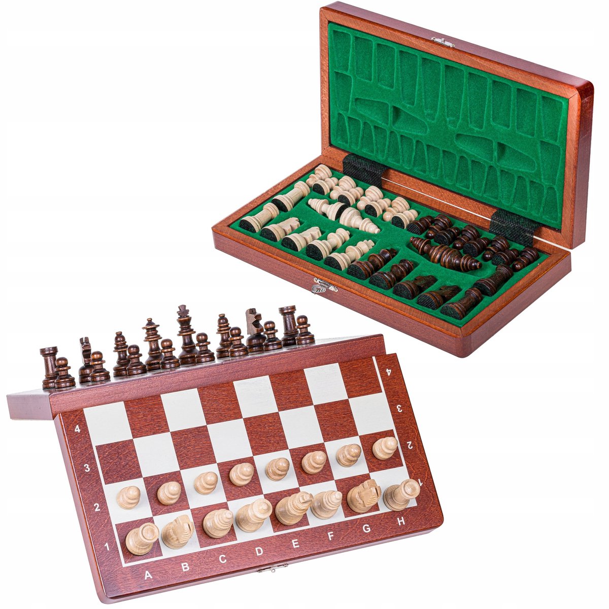 Magnetische Houten Schaakset Basic - 270mm, Draagbaar en Duurzaam
