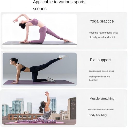 Yogamat Deluxe Premium - Fitness Pilates Mat - Comfortabel Trainen - Natuurlijk Rubber Materiaal - 183 x 68 cm - Multikleur van Yogamat — afbeelding 5