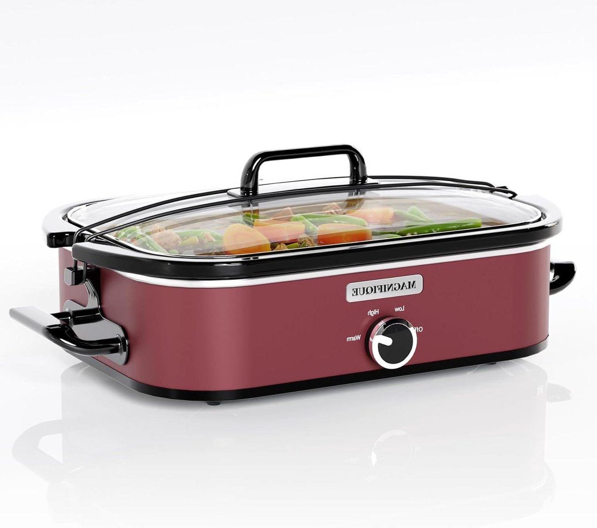 Slowcooker met braadpan - Keukenapparaat - Familiediners maken - Handmatige warmte-instelling - 4 Quarts - Rood