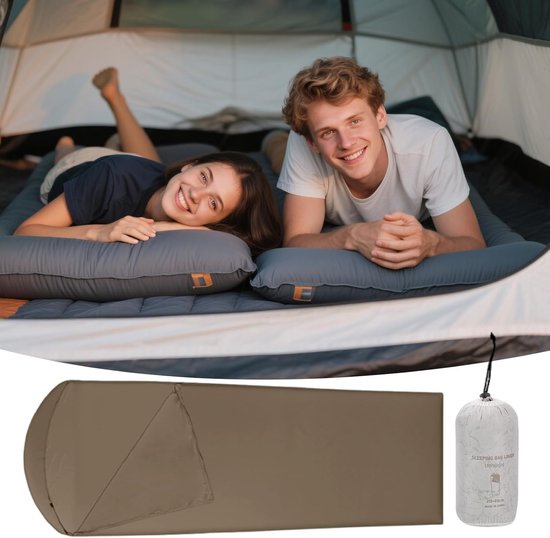 Slaapzak Voering - Reis Laken - Outdoor Kamperen - Slijtage Preventie - 210x80cm - Donkere Koffie — afbeelding 3