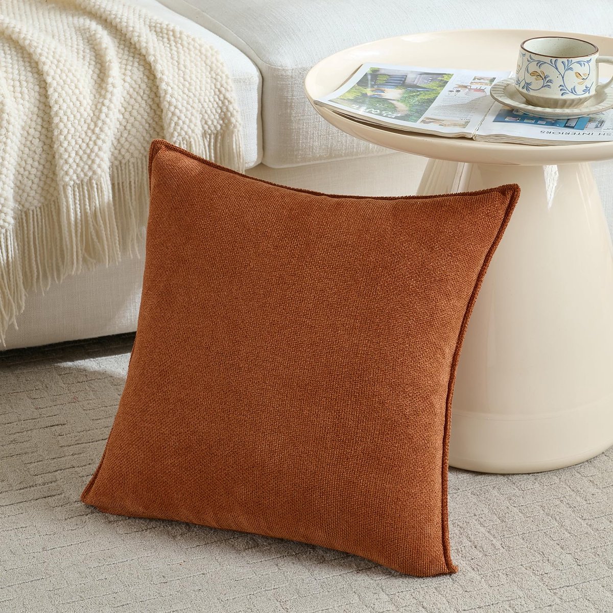 Kussenslopen 30 × 30 cm - roestkleurig - modern design - perfect voor slaapkamer en woonkamer - SnelShoppen
