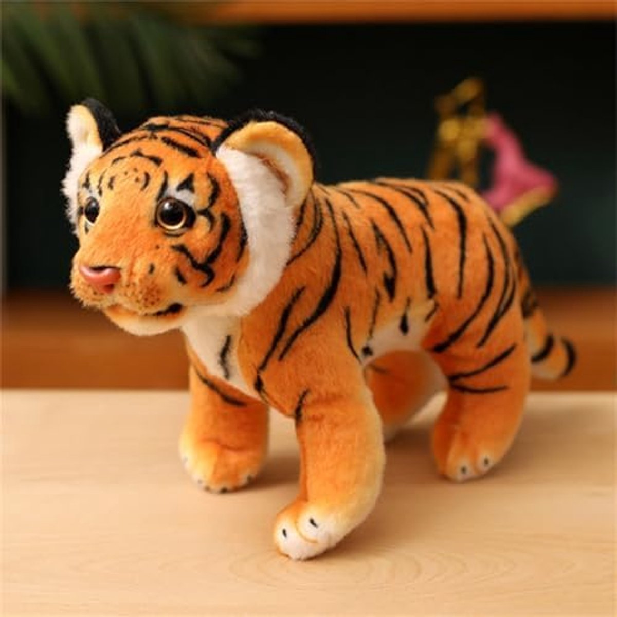 Knuffeldier, tijger, pluche dier, zacht, tijger, knuffeldier, tijgerkussen, cadeau voor kinderen, meisjes en jongens (40 cm, geel)