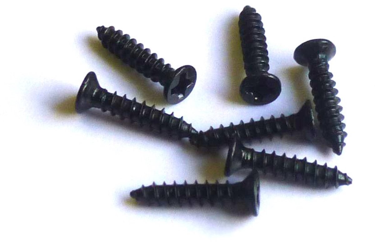 Houtschroeven, met punt en PH kruiskop, afmetingen: 1,7 x 4 mm, VE=100 stuks, kopdiameter = 3,2 mm, fabrieksoff: staal zwart