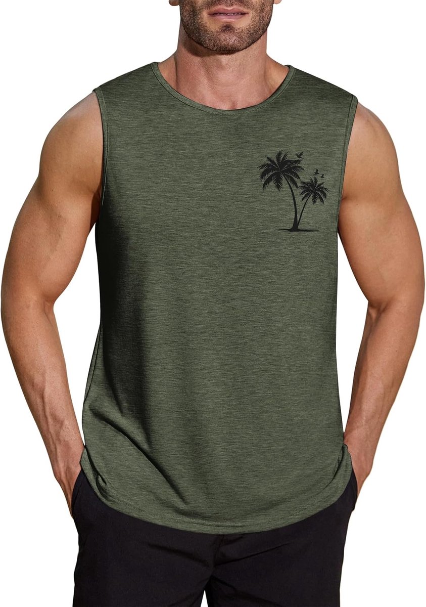 Heren Vest Zomer Gedrukt Tank Top Mouwloos Gym Bodybuilding T-Shirt Sport Spier Tops