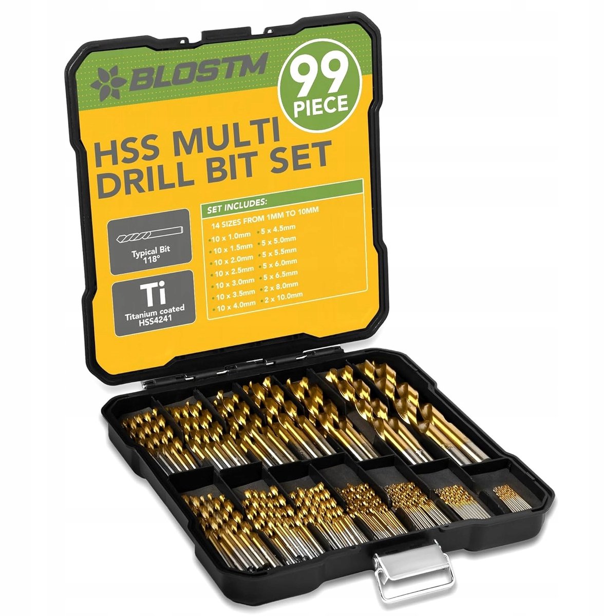99-delige HSS Titanium Boorbitset met Organizer